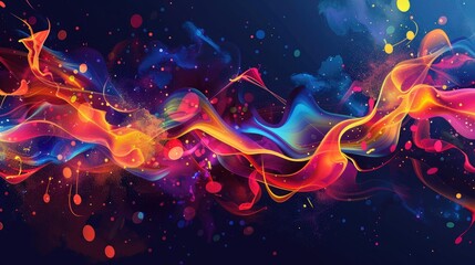 Poster - A high-energy abstract background with neon splashes on a dark background, ideal for bold and eye-catching designs.