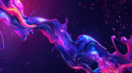 Poster - A high-energy abstract background with neon splashes on a dark background, ideal for bold and eye-catching designs.
