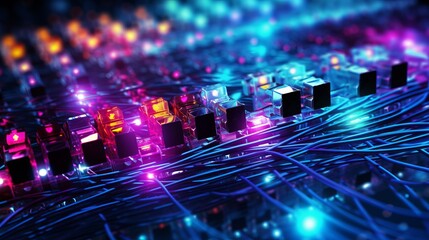 Wall Mural - electronic connection with data transfer, network and communication
