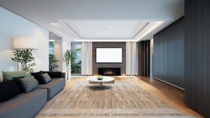 Poster - Modern Living Room With Elegant Decor and Warm Atmosphere Generative AI