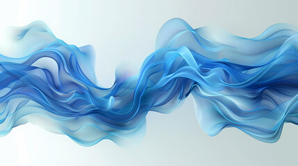 Sticker - Abstract blue waves flow and curve in a digital rendering. Light shines through the translucent, ethereal shapes, creating a sense of movement and depth.