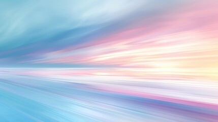 Poster - A serene gradient of soft blue and warm pink hues creates a tranquil abstract landscape, evoking calm and peace.
