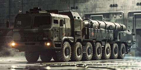 Wall Mural - Explosive Military Missile Launcher in Action