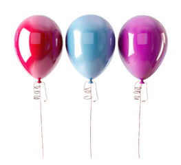 Balloons colorful isolated on transparent background cutout PNG