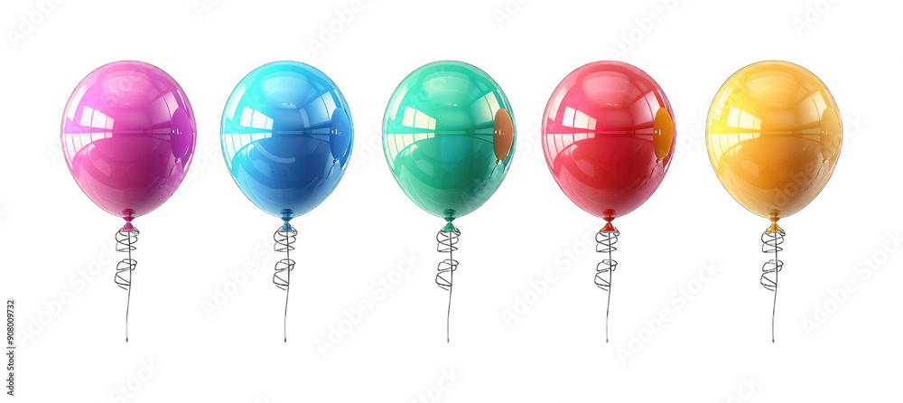 Colorful party balloons collection isolated on transparent background ...