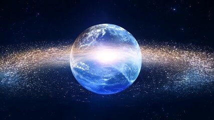 Poster - Dynamic Space Travel With Bright Light and Rotating Sphere Effect Generative AI