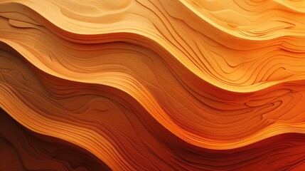 Poster - Abstract wood texture featuring flowing waves in warm orange shades, ideal for backgrounds and creative design projects.