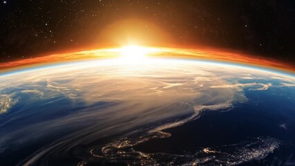 Poster - Radiant Sunrise Illuminating Earth From Space Horizon Generative AI