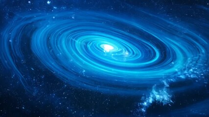 Poster - Bright Blue Galaxy Panorama Abstract Cosmic Space Background Generative AI