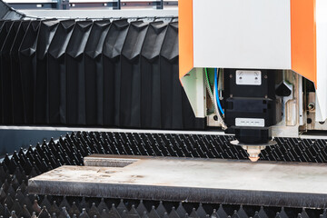 Poster - industrial laser metal cutting machine, industrial technology concept