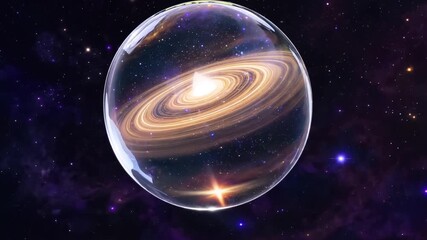 Poster - Spinning Galaxy Inside a Crystal Ball With Cosmic Background Generative AI