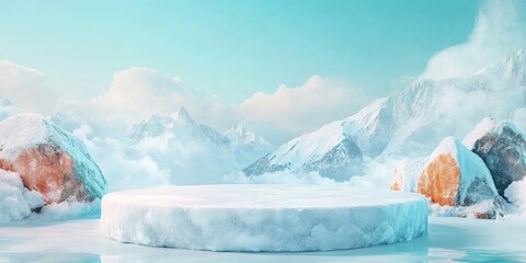 Sticker - Frozen Mountain Landscape with Ice Platform