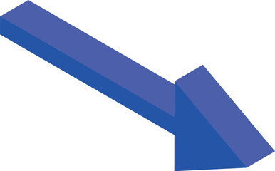 Poster - Blue three dimensional arrow pointing down on a white background