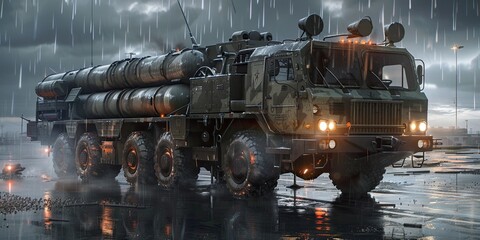 Wall Mural - Armored Rocket Vehicle in Battlefield