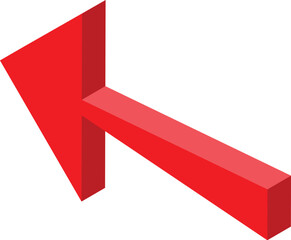 Poster - Red 3d arrow pointing left down representing decline concept