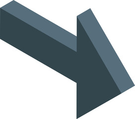 Poster - Gray arrow pointing down and to the left in an isometric view
