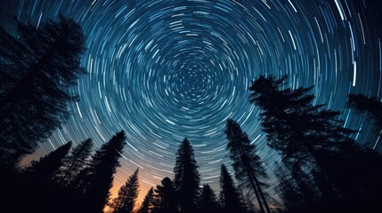 Close-up of star trails in the night sky