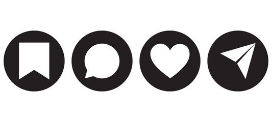 Poster - Share, save, like and comment icon set. Vector EPS 10