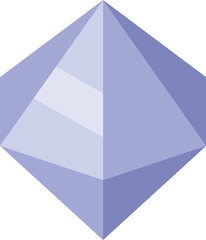 Poster - Violet geometric shape resembling a crystal, with triangular facets, is isolated on a white background