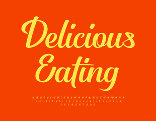 Wall Mural - Vector trendy icon Delicious Eating with Cursive cool Font. Elegant set of Alphabet Letters and Numbers set