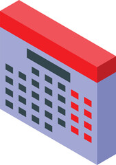 Poster - Isometric calendar showing important dates marked in red, concept of planning and schedule