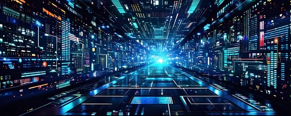 cyber technology mosaic wallpaper illustration