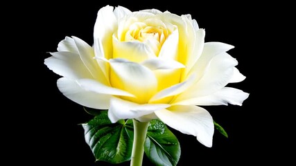 Poster - White Peony Flower Blooming on Black Background Generative AI