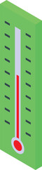Poster - Green thermometer showing increasing temperature, concept of global warming