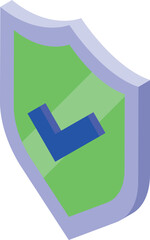 Poster - Green shield with a blue check mark is conveying a sense of safety and security