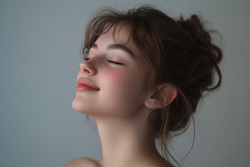 Wall Mural - A close up of a girl's face with her eyes closed