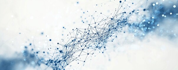 Poster - abstract wireframe network with connecting nodes and lines in a futuristic design
