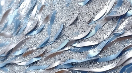 Poster - Abstract shiny background with blue glitter waves. Scattered confetti sparkles with light blue color.