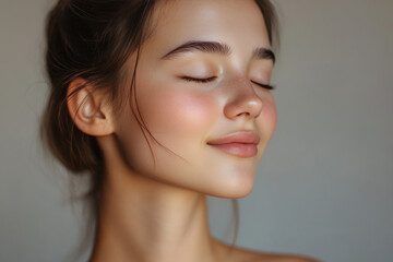 Wall Mural - A close up of a girl's face with her eyes closed