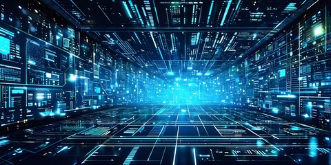 cyber technology mosaic wallpaper illustration