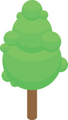Poster - Green tree with round lush crown growing on white background isometric icon