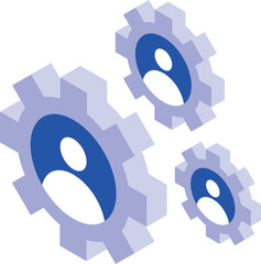 Poster - Gears are rotating with people symbols inside representing human resources management and teamwork concept