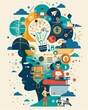 © Samon - Flat vector cartoon characters concept: smart man, rich man, idea symbol, business design