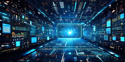 cyber technology mosaic wallpaper illustration