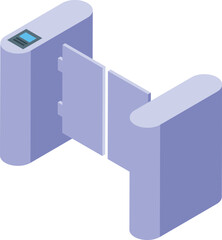 Poster - modern automatic double security turnstile gate is allowing access to a paid event