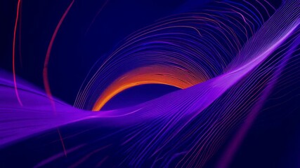 Poster - Purple Wave Patterns With Orange Spiral Lighting Effects Generative AI