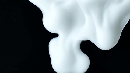 Poster - White Ink Drops Flowing Smoothly on Black Background Generative AI