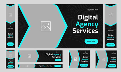 Wall Mural - Web bundle digital agency services banner template design, set banner design, digital market web set banner design, customizable vector eps 10 file format