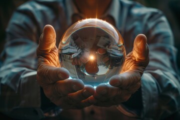 Fortune teller holding crystal ball predicting future