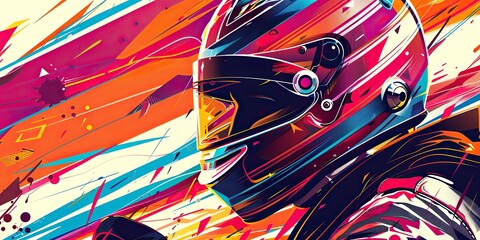 Wall Mural - Colorful Racing Helmet Artwork