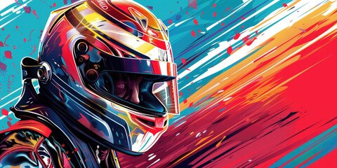 Wall Mural - Dynamic Racing Helmet in Vibrant Colors