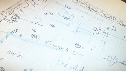 Poster - Math Physics Formulas on Squared Paper in Tilted Notebook Generative AI