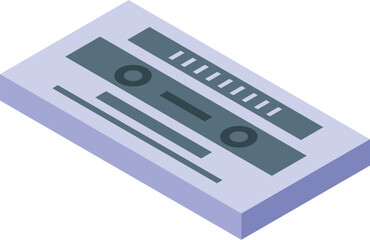 Poster - Audio cassette tape lying on surface with reels up, in isometric view