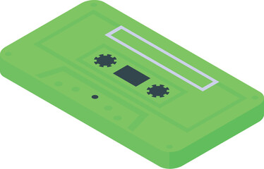 Poster - Isometric green audio cassette tape for listening to music