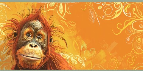 Poster - Color Splash Orangutan Illustration