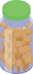 Wall Mural - Glass jar preserving honey fungus mushrooms, an isometric icon of food conservation